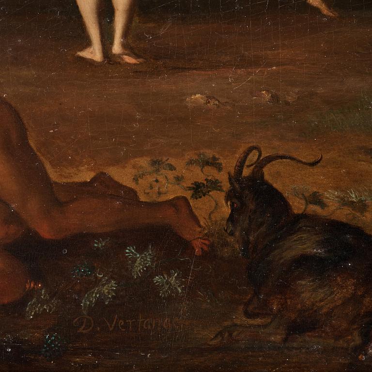 Daniel Vertangen, attributed to, Fauns, Bacchants and Silenus in a landscape.