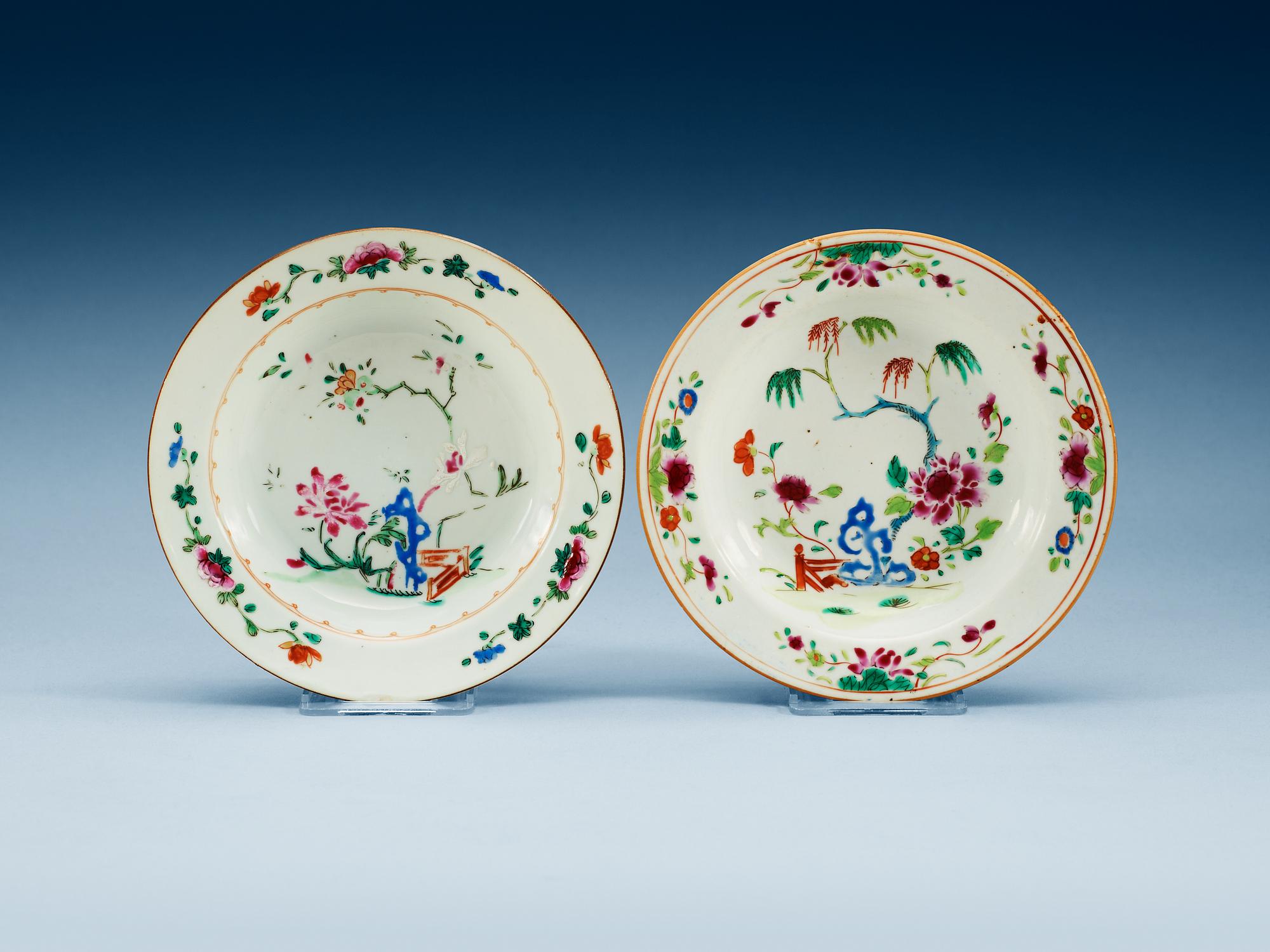 BÄRTALLRIKAR, 11 stycken, kompaniporslin, Qing dynastin, Qianlong (1736-1795).