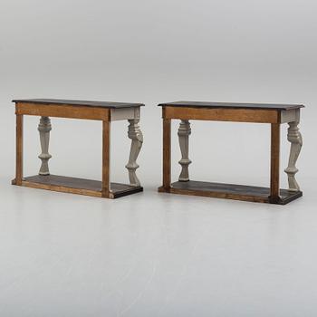 a pair of 20th century console tables.