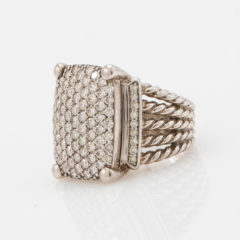David Yurman, ring, silver och briljantslipade diamanter.