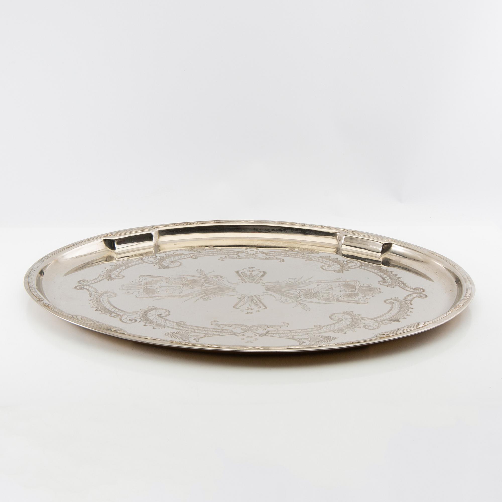 Trays 4 pcs of silver-plated metal, first half of the 20th century.