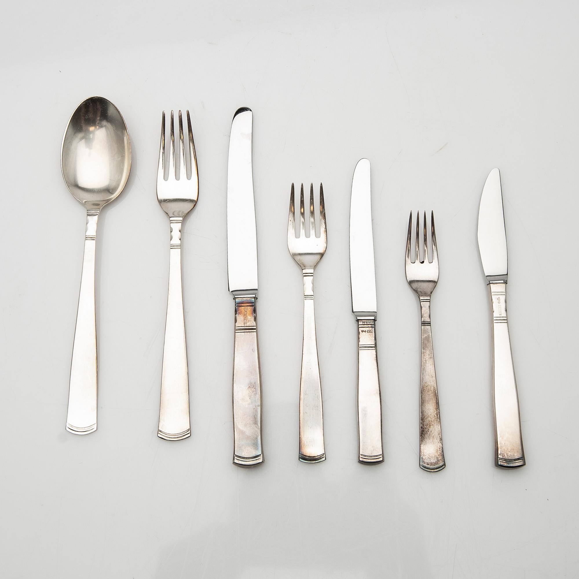 Jacob Ängman, Cutlery service, 85 pieces, "Rosenholm", CG Hallberg, Stockholm.