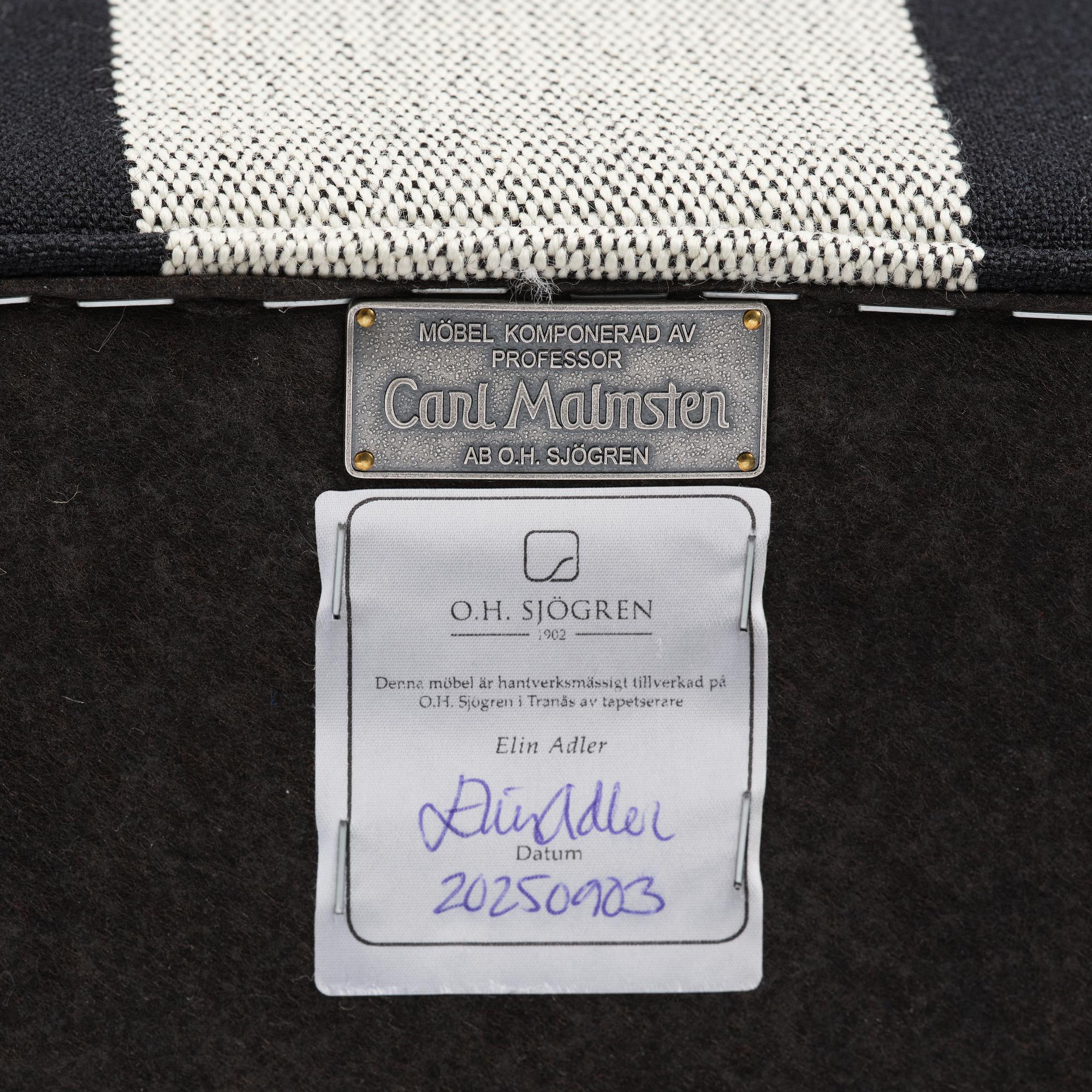 Carl Malmsten, a "Jättepaddan" (Giant Toad) armchair with footstool, O.H. Sjögren, Tranås, 2025.