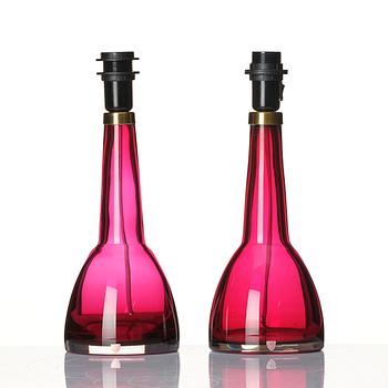 Carl Fagerlund, a pair of table lamps model "RD 1321", Orrefors, 1950s-60s.
