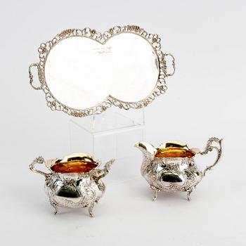 Karl Ekman, kaffeservis, 4 delar, silver, rokokstil, GEWE, Malmö, 1979-82. Total vikt ca 1570 gram.