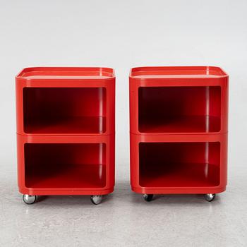 Anna Castelli Ferrieri, a pair of "Componibili" bedside tables/side tables, Kartell, Husqvarna, late 120th century.