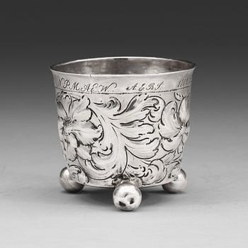 A Swedish late 17th century beaker, marked Stockholm 1693, unidentified makers mark.