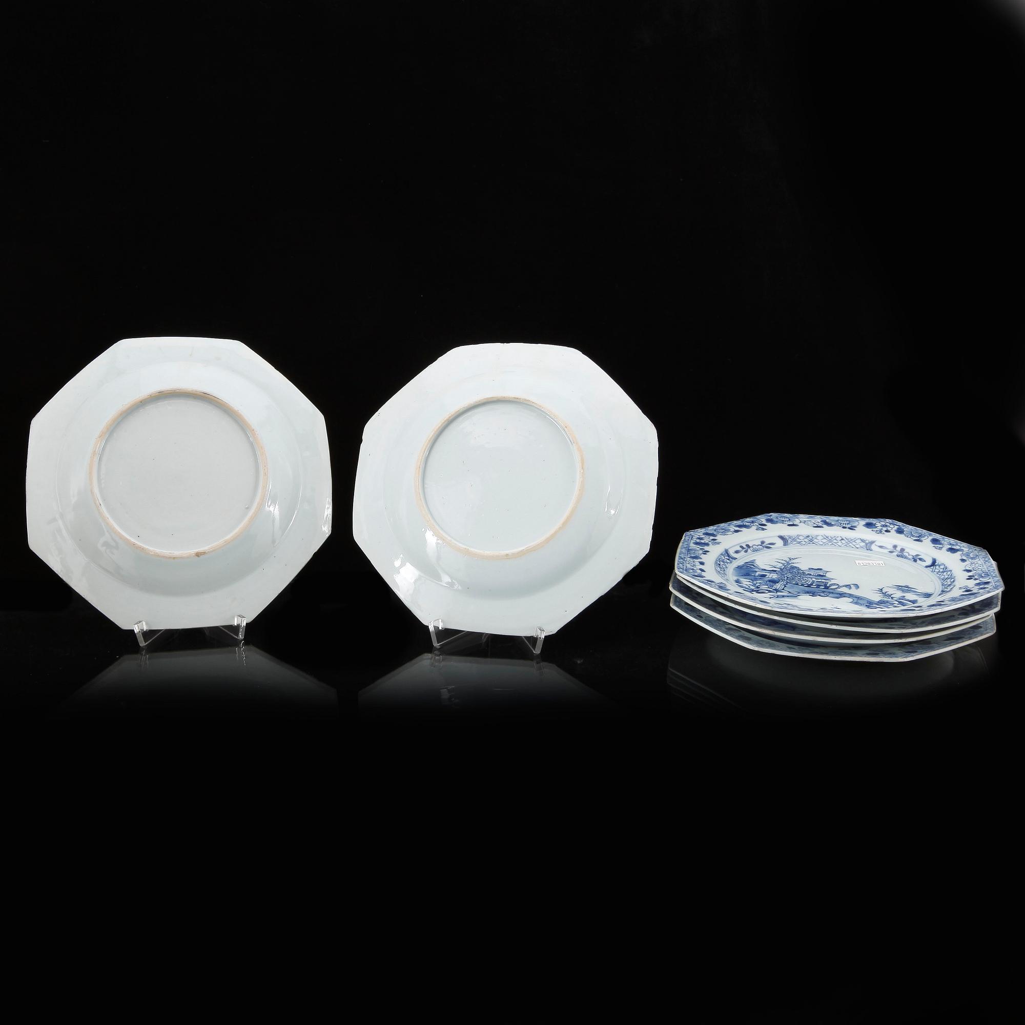 TALLRIKAR, 6 st samt ASSIETTER, 2 st, kompaniporslin, Kina, 1700-tal.