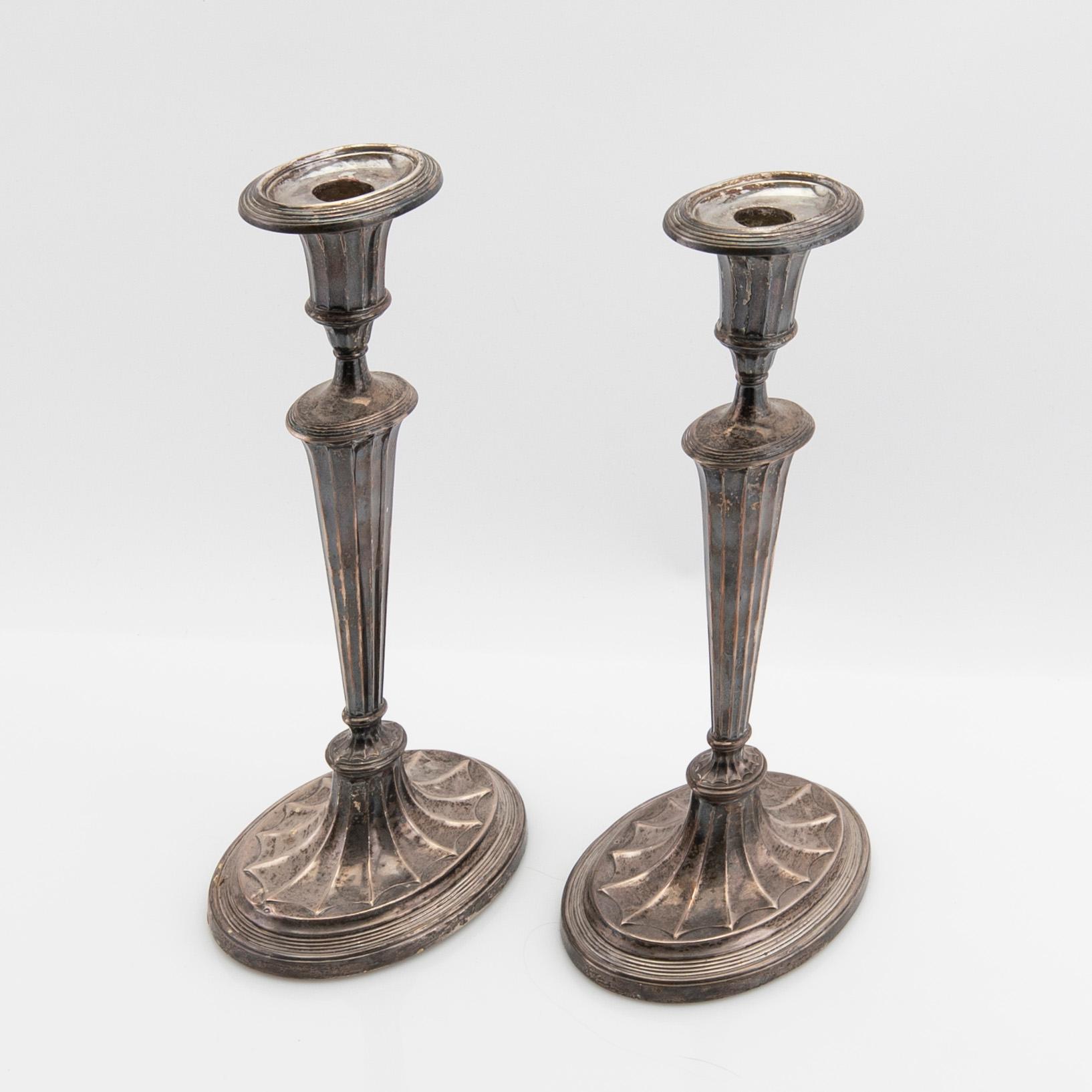 Goldsmiths & Silversmiths Co Ltd, candlesticks a pair, silver London 1901.