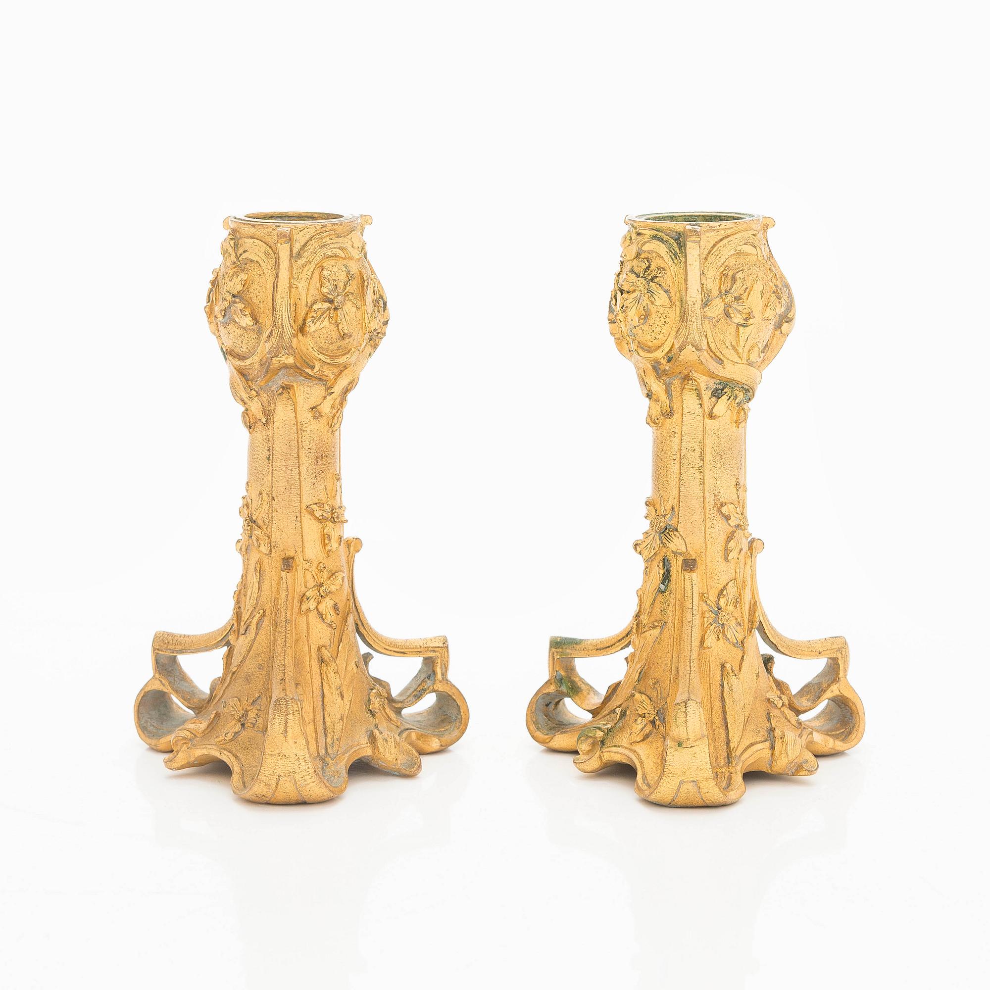 A pair of Art Nouveau candelabras, possibly France.