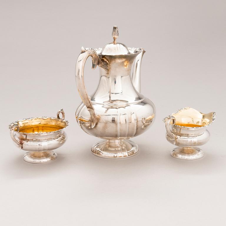 A 3-piece silver coffee set, Kultakeskus, Hämeenlinna 1980 and 1981.