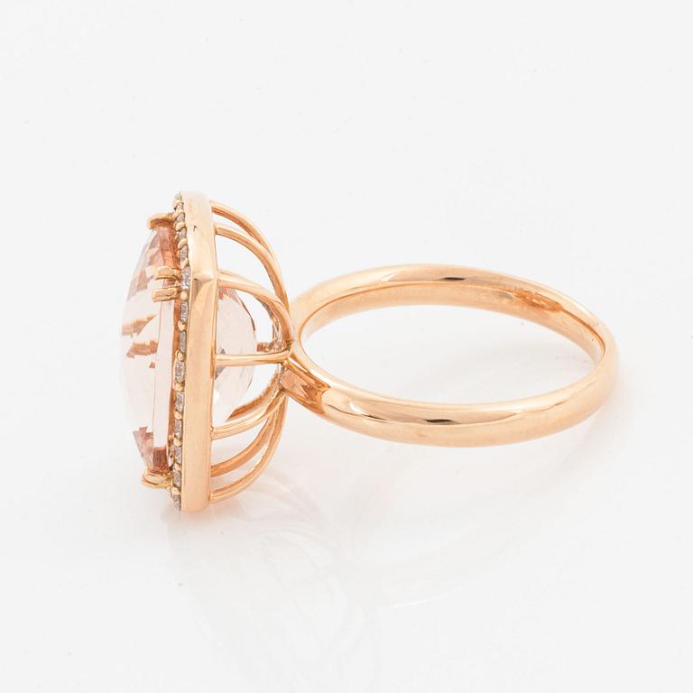 Morganite and brilliant-cut cocktail ring.