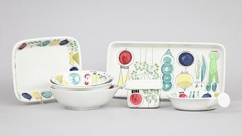 SERVISDELAR, 7 delar, flintgods, "Picknick", Marianne Westman, Rörstrand.
