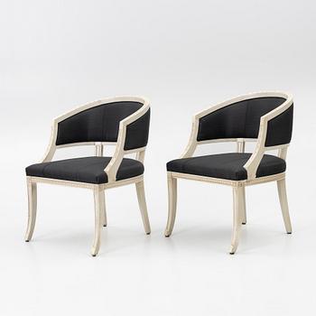 Karmstolar, ett par, sengustaviansk stil, 1900-talets andra hälft.