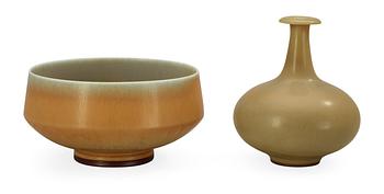 A Berndt Friberg stoneware vase and a bowl, Gustavsbergs Studio 1960 and 1967.