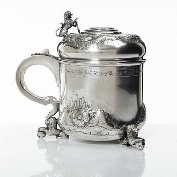 A Danish silver baroque style tankard, 20th century.