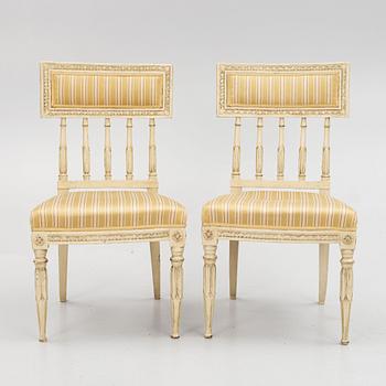 A set of six late Gustavian chairs, Stockholm, late 18th century.