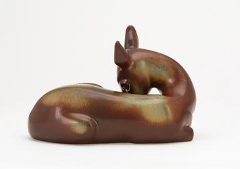 A Gunnar Nylund stoneware figure of a deer, Rörstrand.