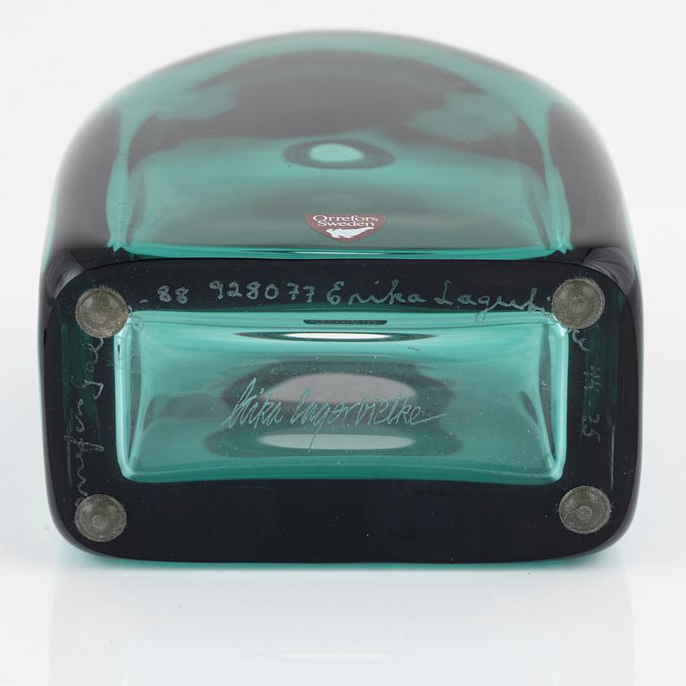 Erika Lagerbielke, a glass decanter with stopper, Orrefors, Sweden, 1988.