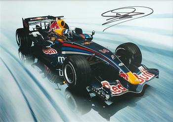 SIGNERAT TRYCK, autograf av den brittiske racerföraren David Coulthard, 2008.