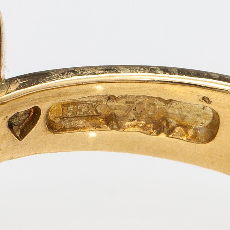 An 18K gold ring "Sophia Albertina" with a cintrine, amethyst and diamonds ca 0.72 ct in total. Ofelia Jewelry, 1998.