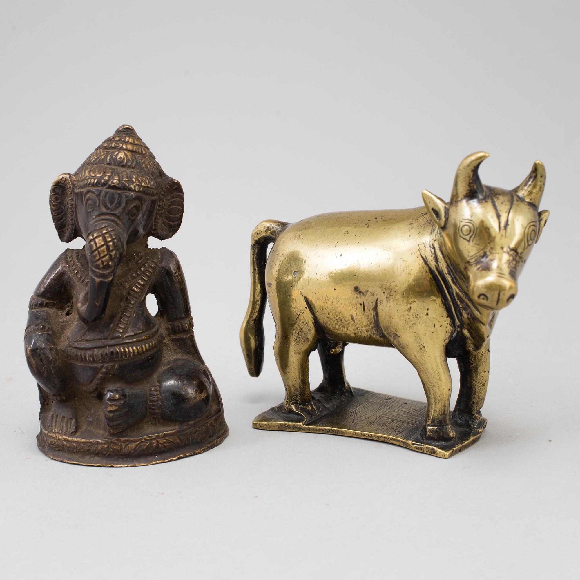 GUDOMAR, fem stycken, brons. Indien, tidigt 1900-tal.