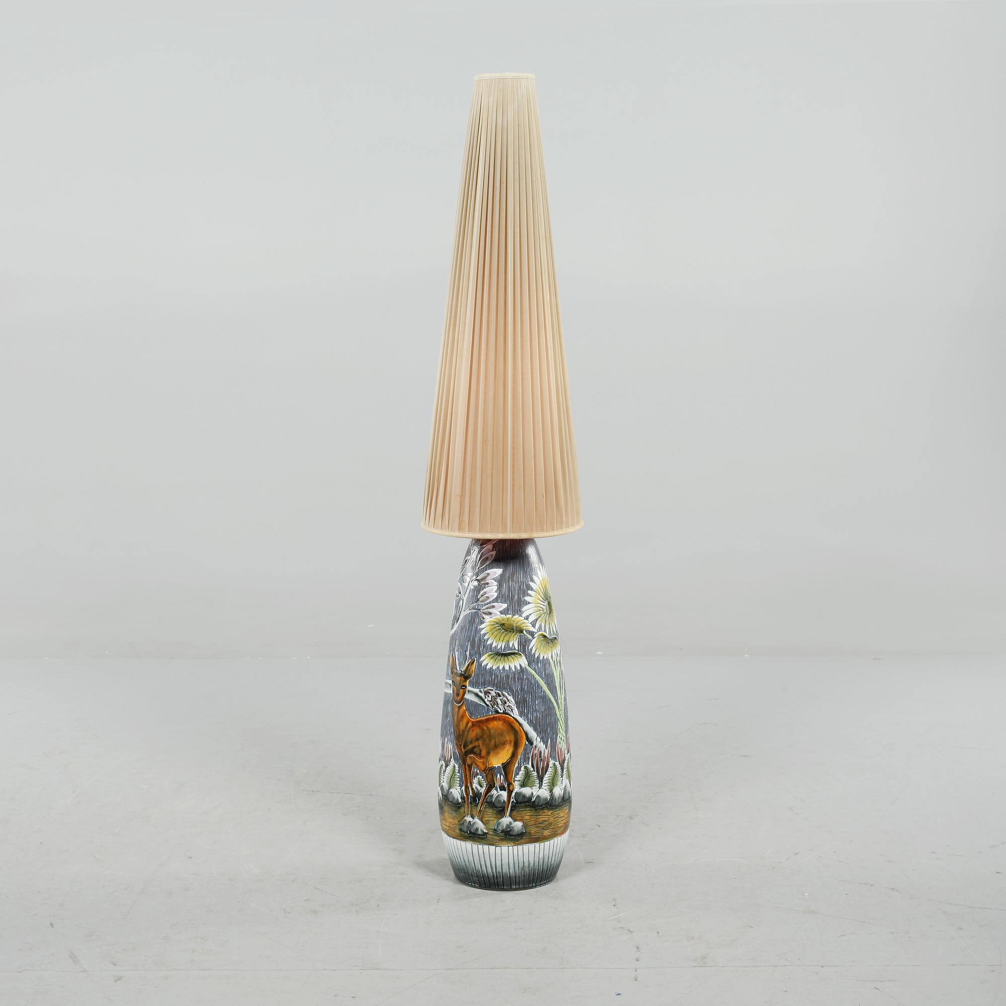 GOLVLAMPA, glaserad stengods, Alingsås Keramik, signerad Anita, 1900-talets andra hälft.
