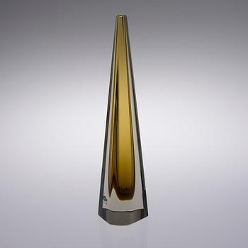 SKULPTUR, glas, "Obelisk", signerad K. Franck, Notsjö -64.