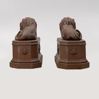 A pair of garden sculptures.