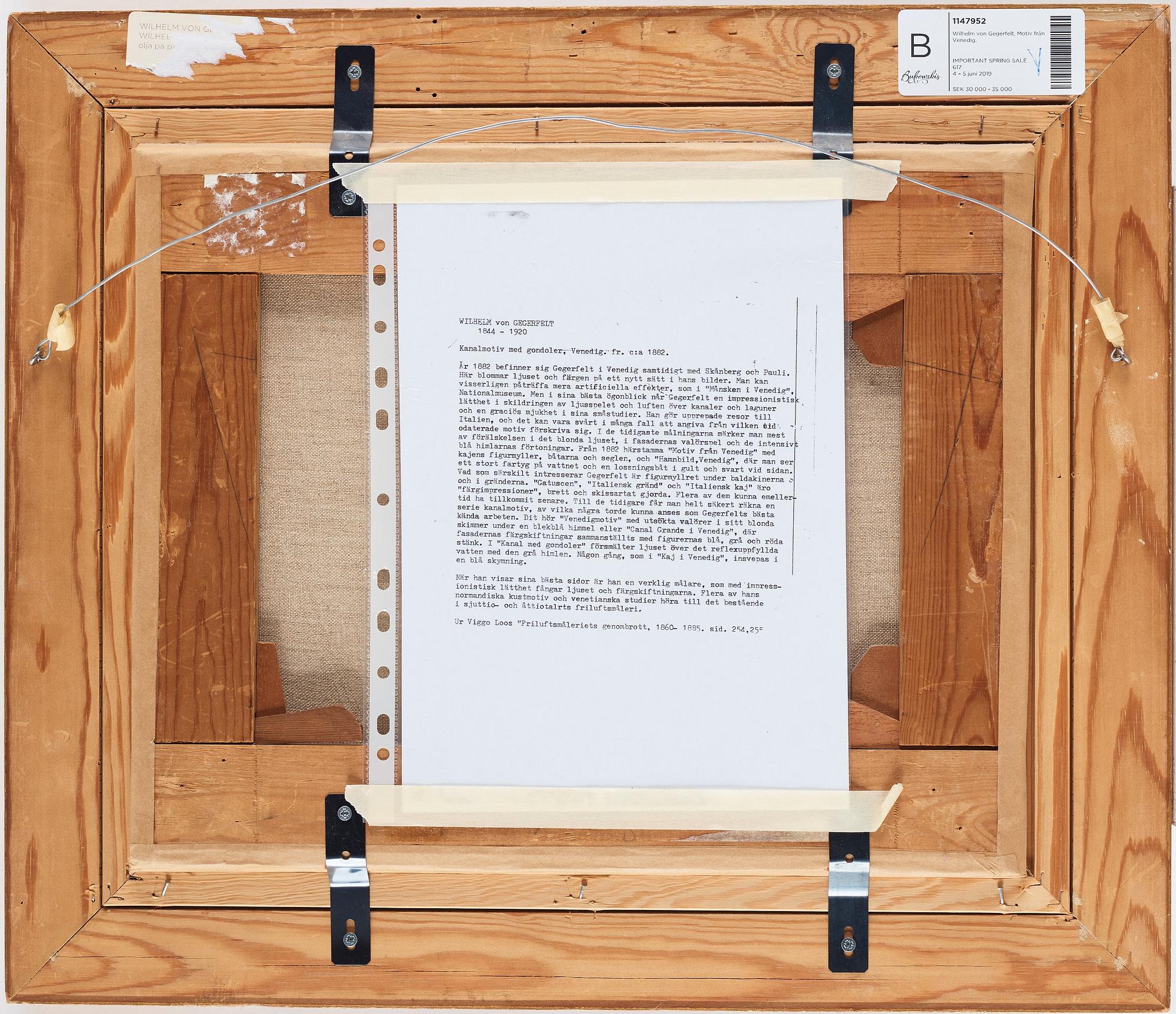 Wilhelm von Gegerfelt, WILHELM VON GEGERFELT, Signed W v Gegerfelt, oil on canvas mounted on panel.