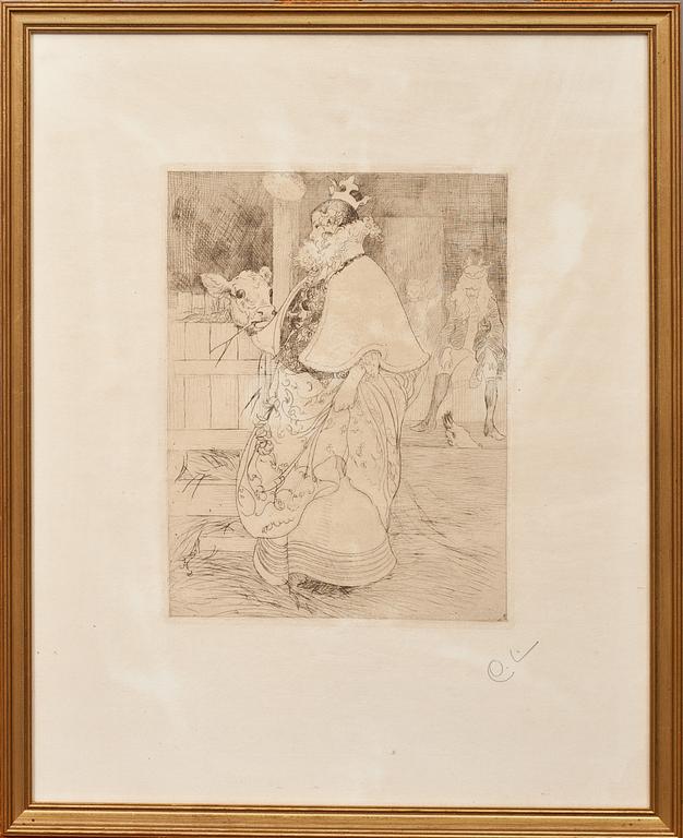 CARL LARSSON, etsning, monogramsign.