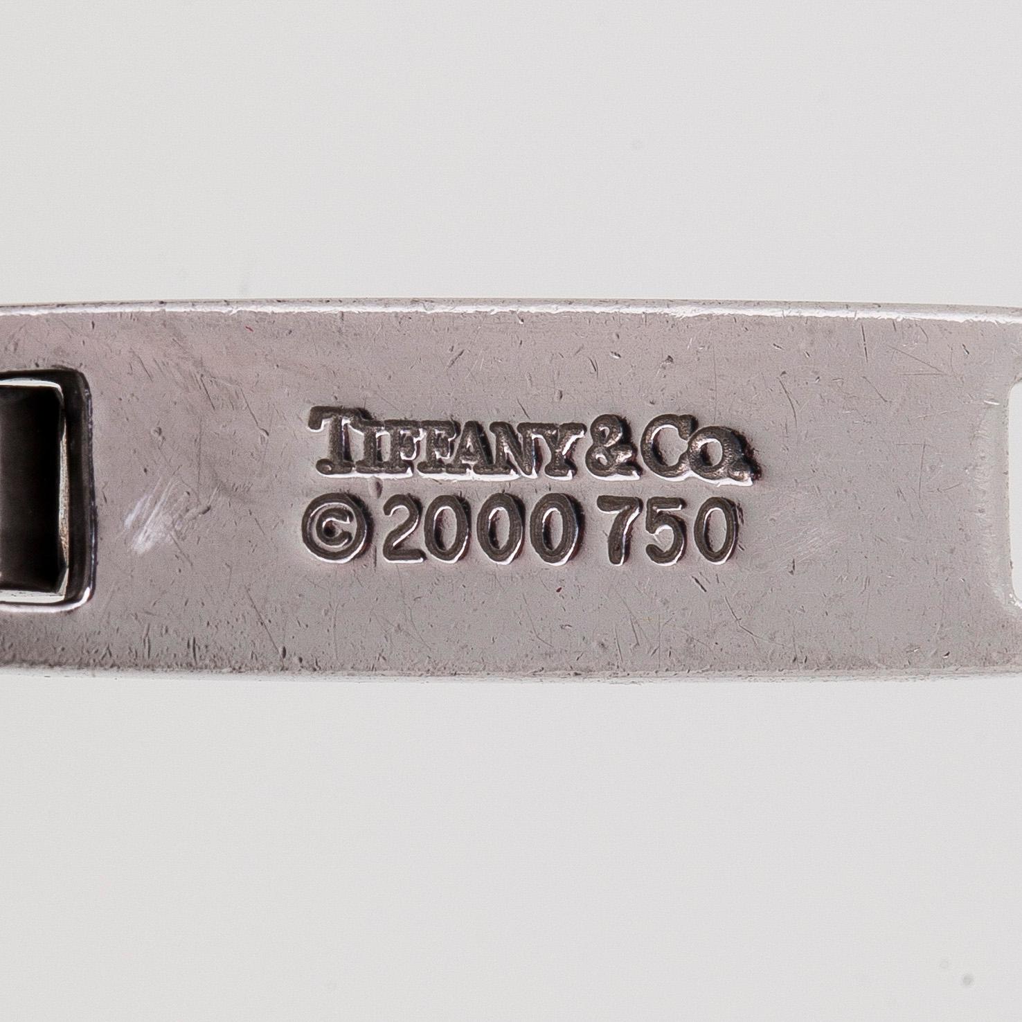 Tiffany & Co, a 18K white gold 'Atlas Bar' necklace with diamonds ca 0.06 ct.