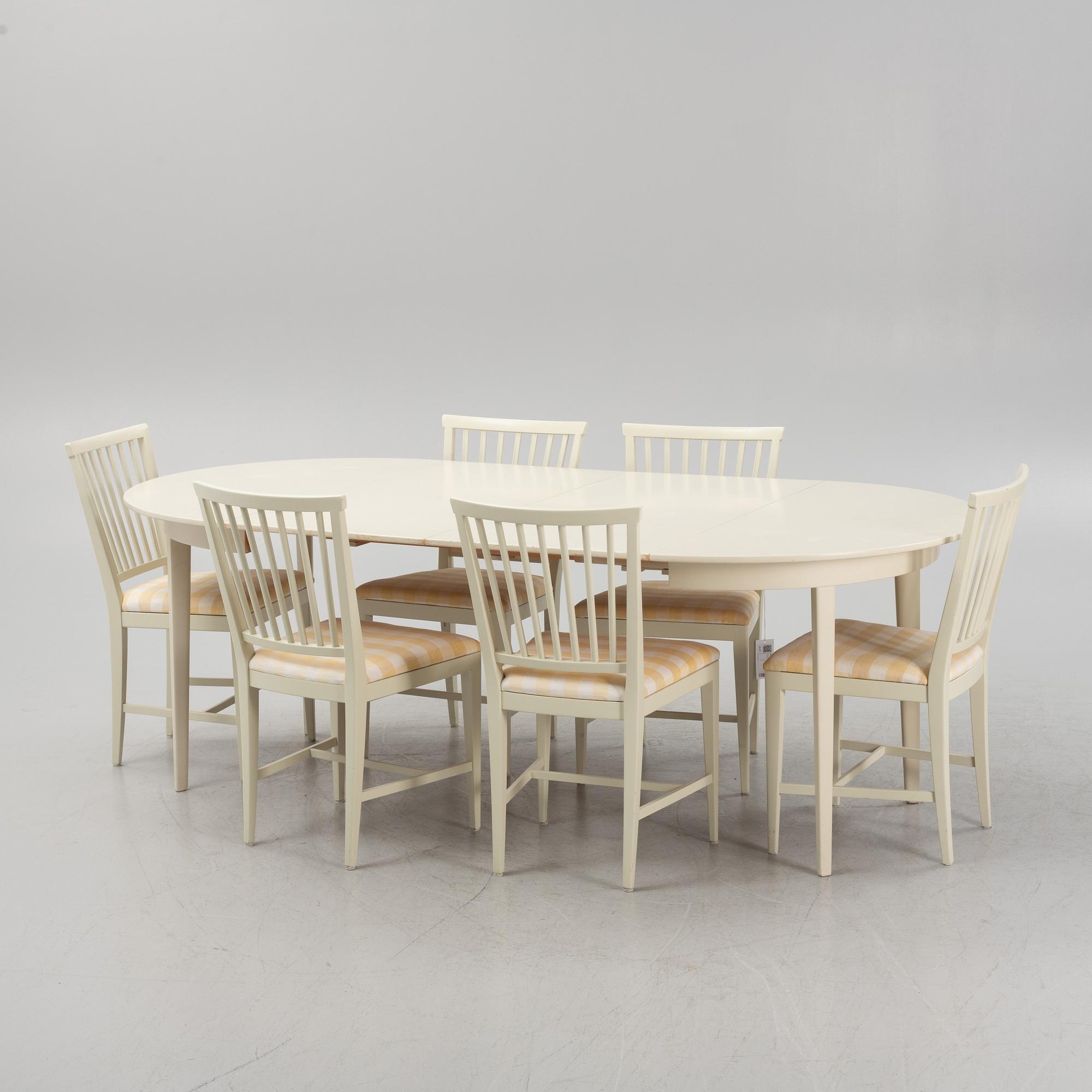 Carl Malmsten, a set of six chairs, 'Herrgården" and a dining table.