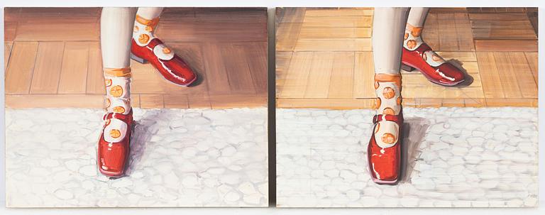 Tomas Kocheisen & Ulrike Hullman, diptych, oil on panel, signed and dated 2000 verso.