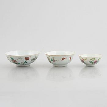 Three Famille Rose porcelain bowls, China, early 20th century.