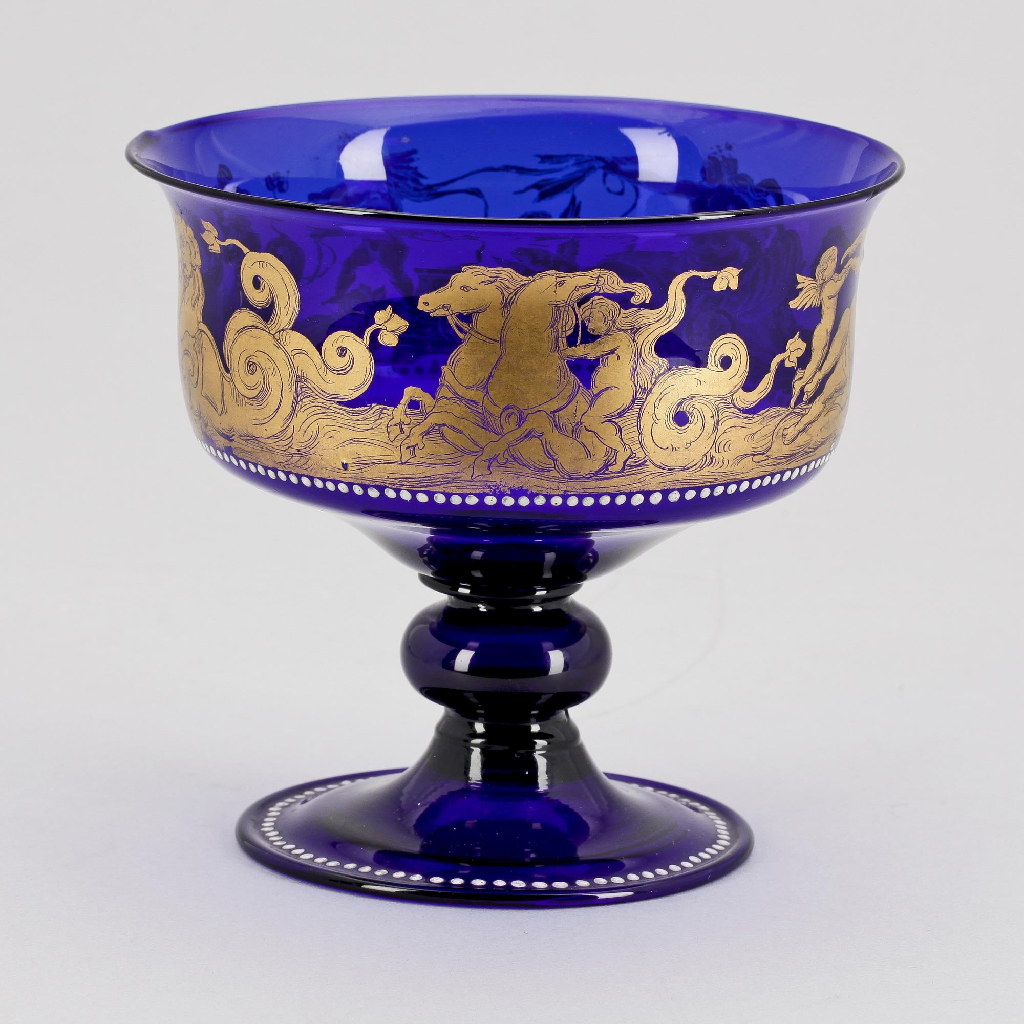 SKÅL PÅ FOT, glas, Italien, omkr 1900.