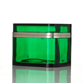 Josef Frank, a pewter mounted green-tinted glass box, Firma Svenskt Tenn.