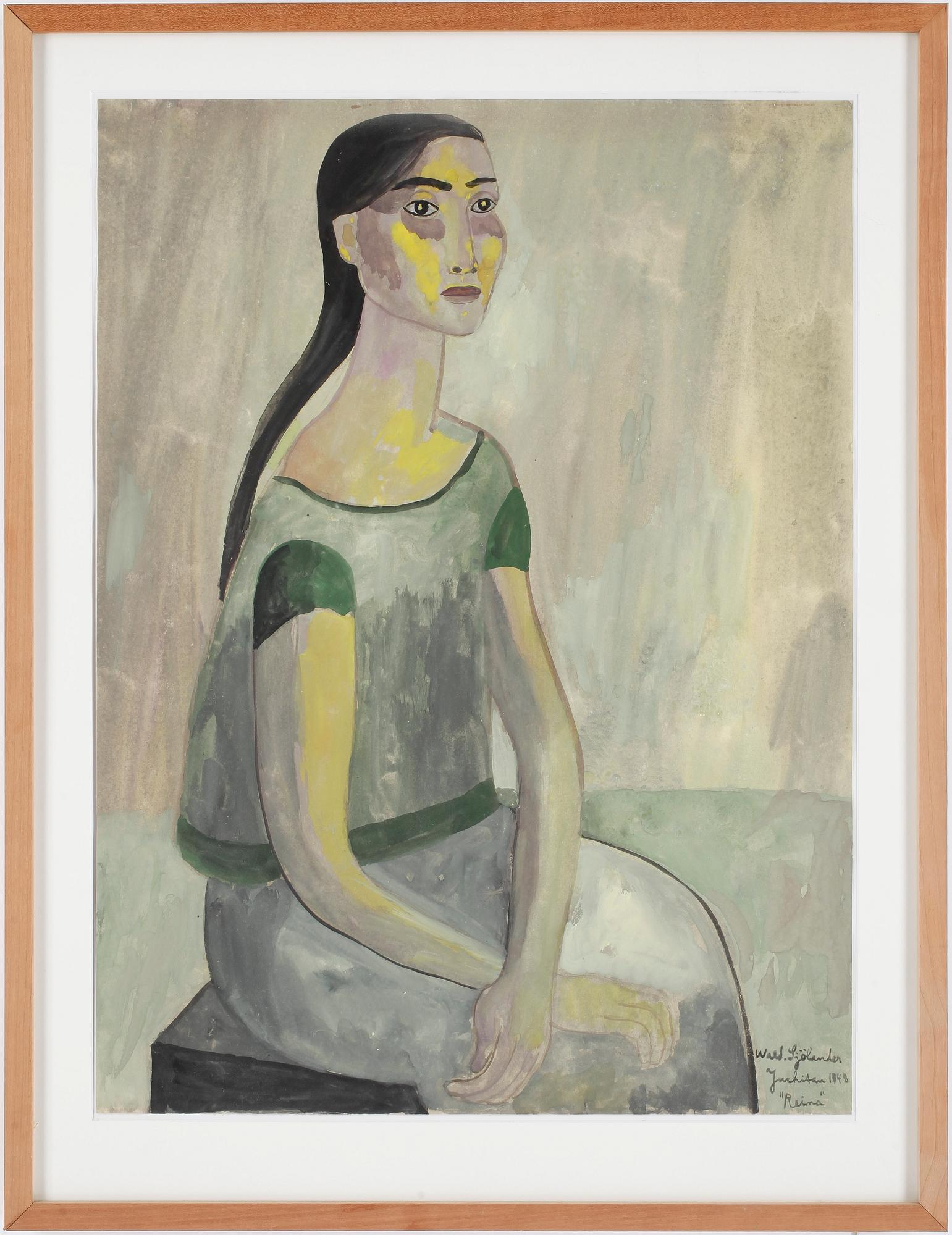 WALDEMAR SJÖLANDER, gouache. Signerad och daterad 1948.