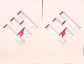 Oscar Reutersvärd, four color lithographs, signed 37/120, 46/120, 47/120 and HC.