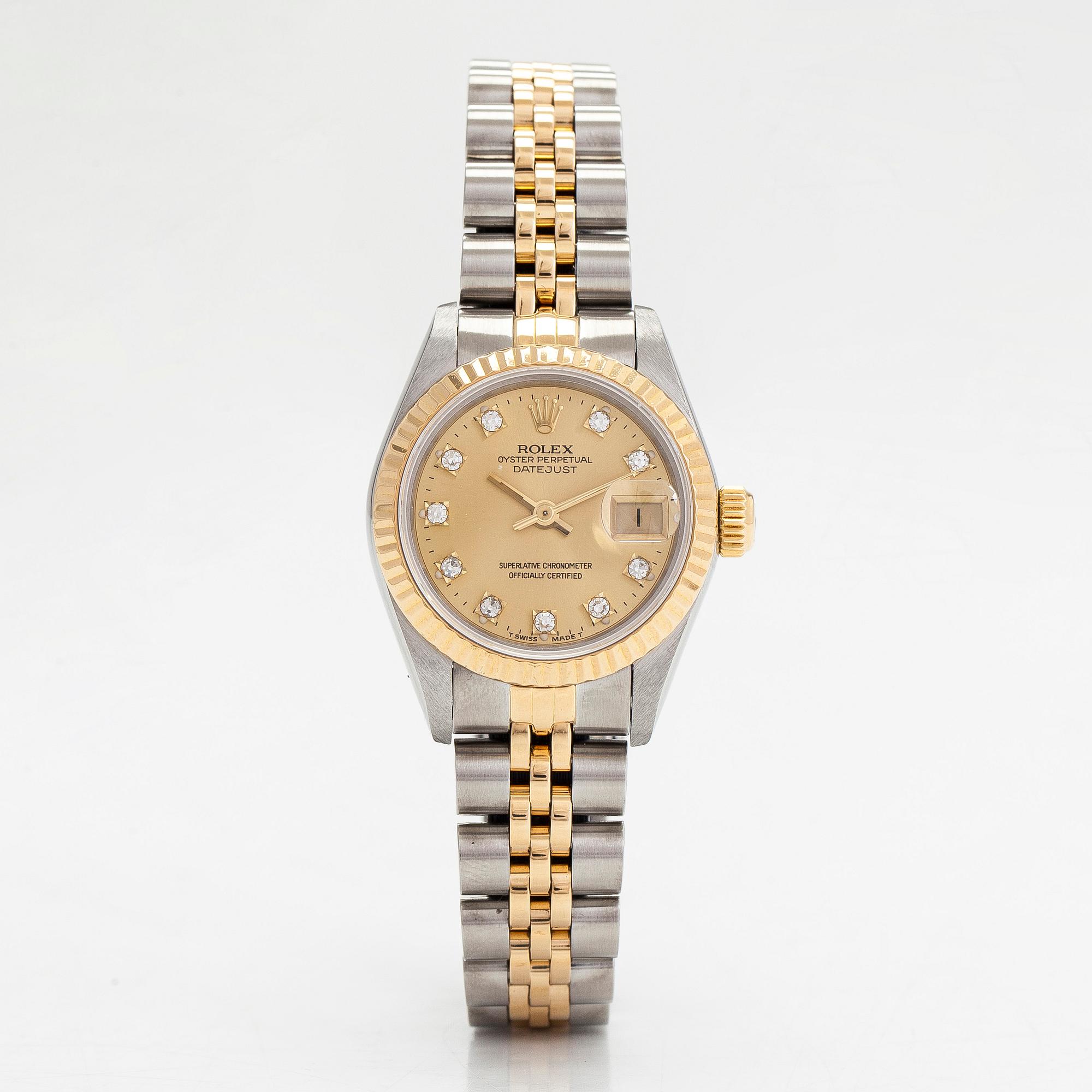 Rolex, Oyster Perpetual, Datejust, "Diamond Dial", rannekello, 26 mm.