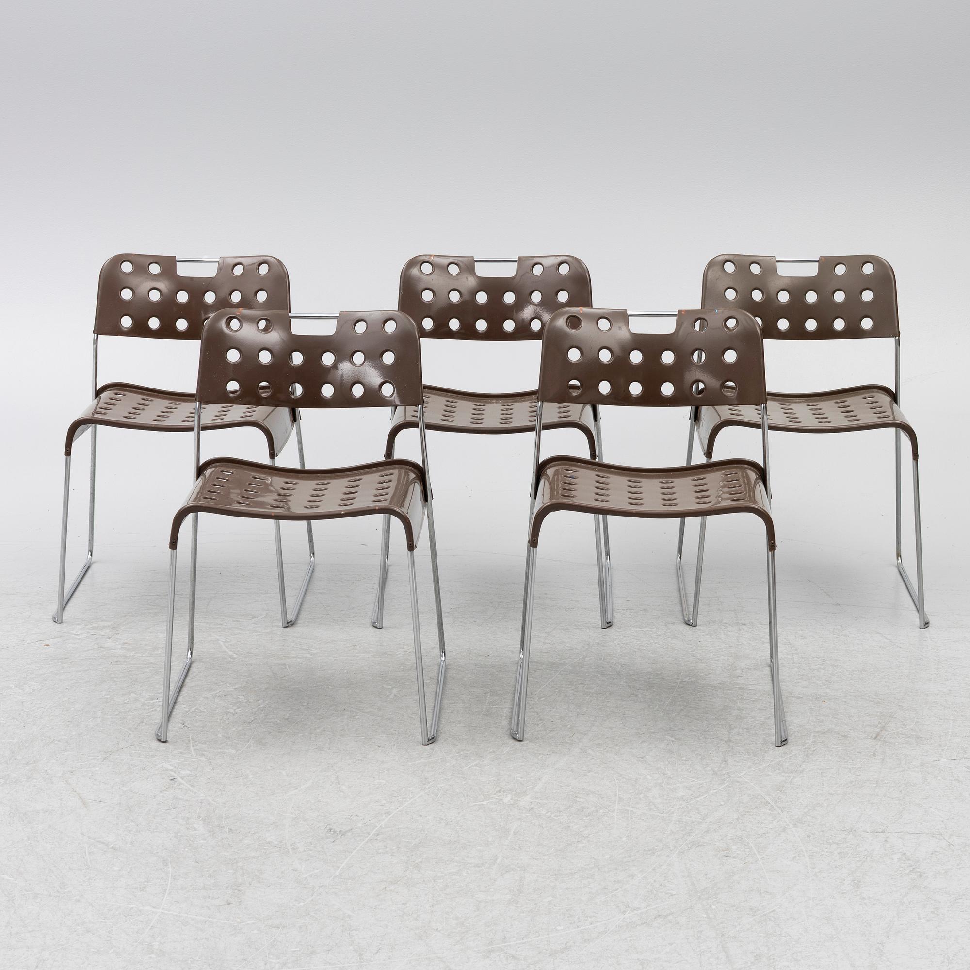 Rodney Kinsman, stolar, 5 st, "Omstak Chair", Bieffeplast, Italien, 1970-tal.