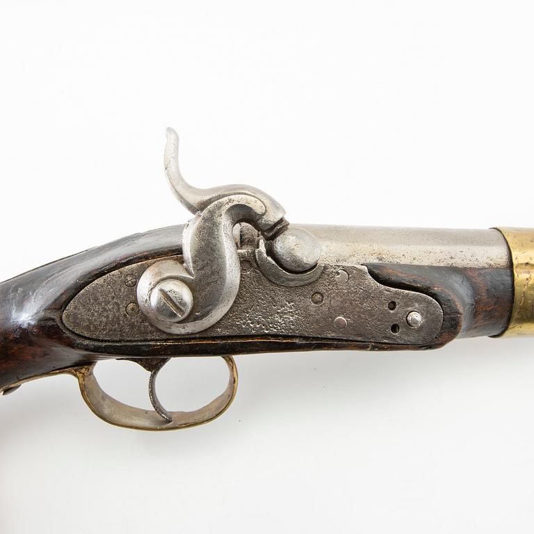 A Swedish percussion pistol, converted 1807 pattern.