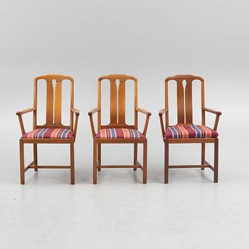 Carl Malmsten, a set of three 'Ambassadör' chairs, second half of the 20th Century.