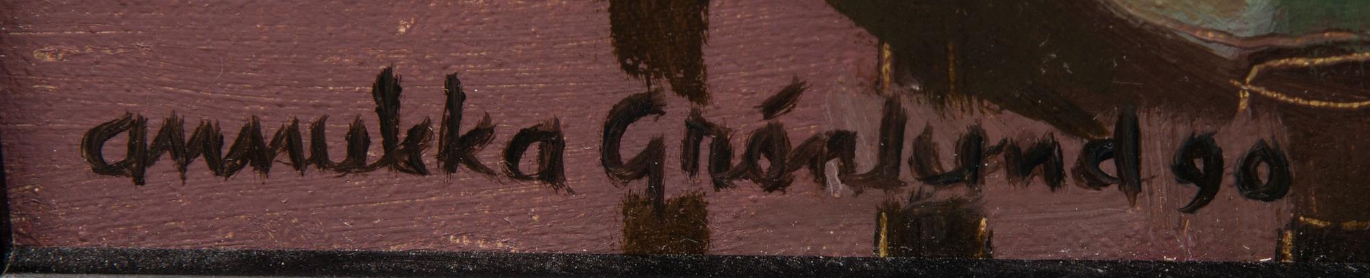 ANNUKKA GRÖNLUND, öljy kankaalle, signeerattu ja päivätty 90.