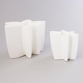 HEIKKI ORVOLA, Two 'Carambola' porcelain vases for Arabia, Pro Arte 1996.