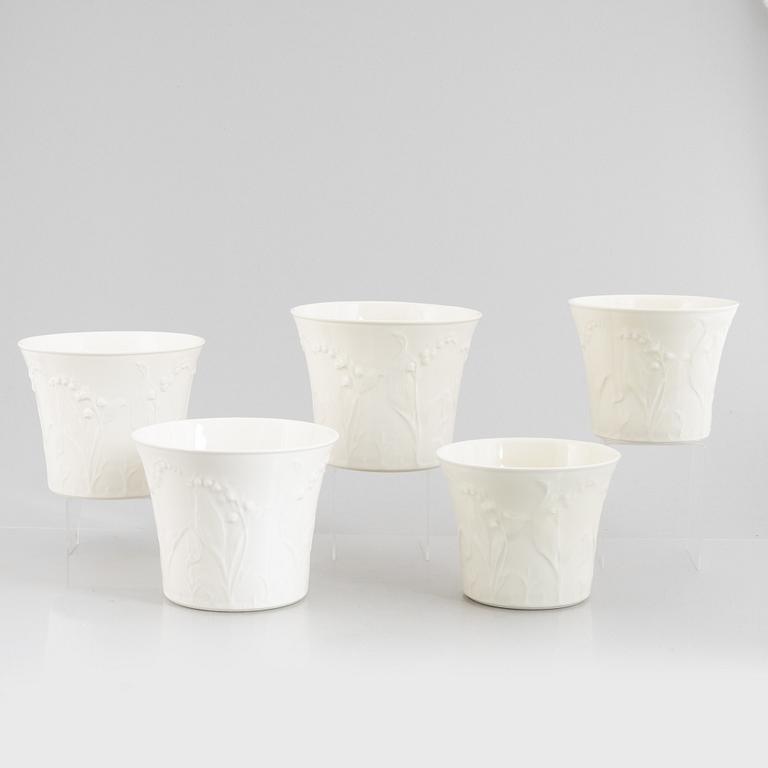 Gunnar G:son Wennerberg, ytterfoder, 5 st, porslin, "Liljekonvalj", Gustavsberg, 2000-tal.