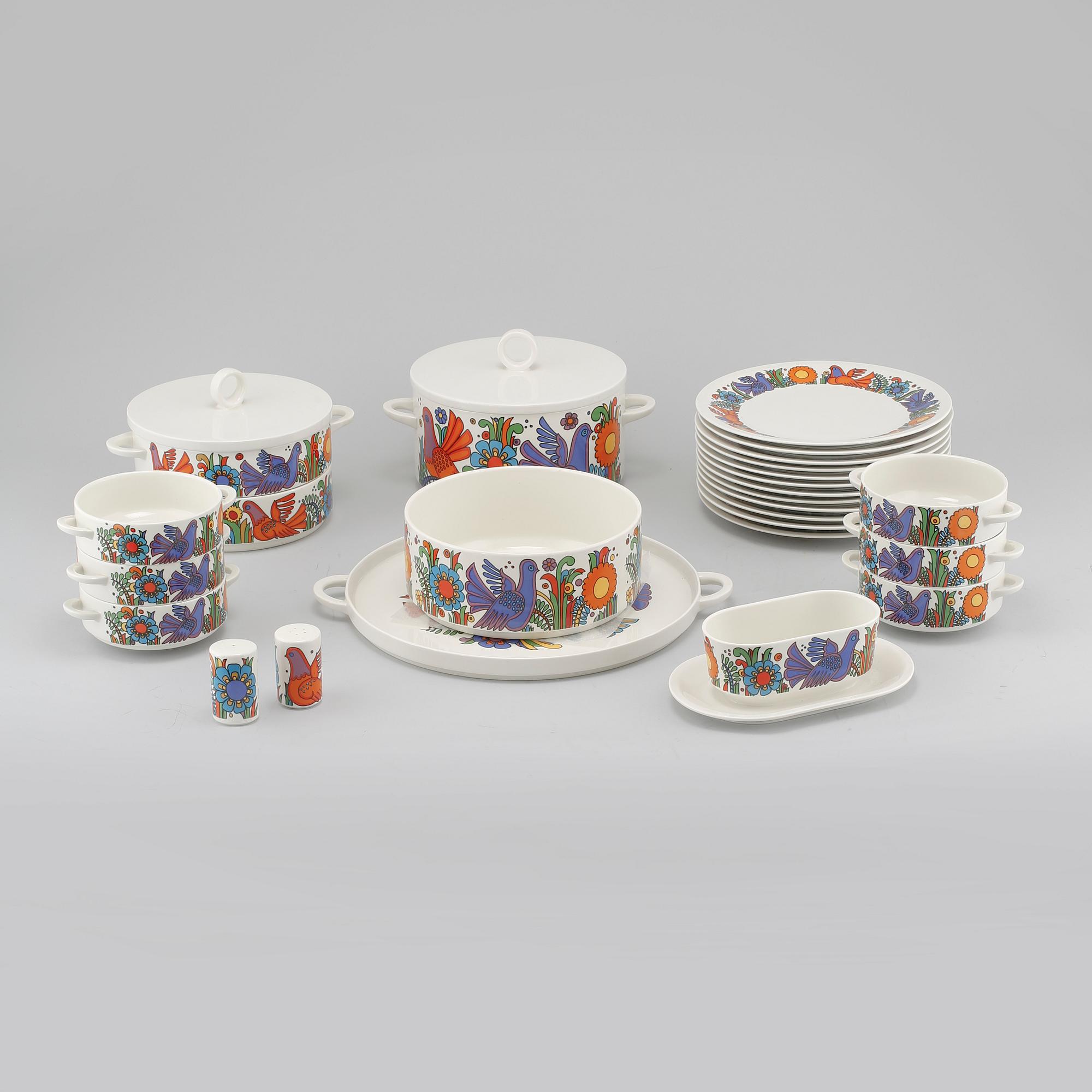 MATSERVIS, 46 delar, porslin, "Acapulco", Villeroy & Boch, Luxemburg, 1900-talets andra hälft.