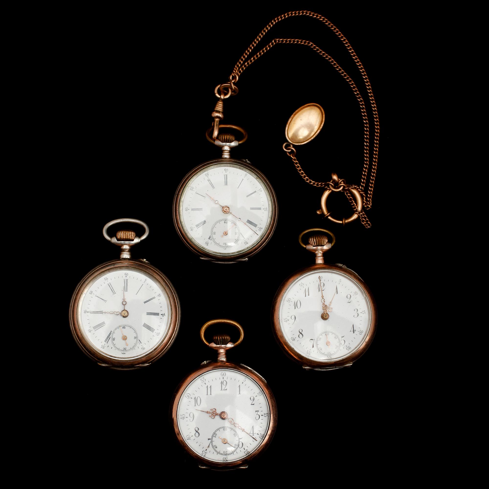 FICKUR, 4 st, silver, tyska stämplar, sekelskiftet 1900.