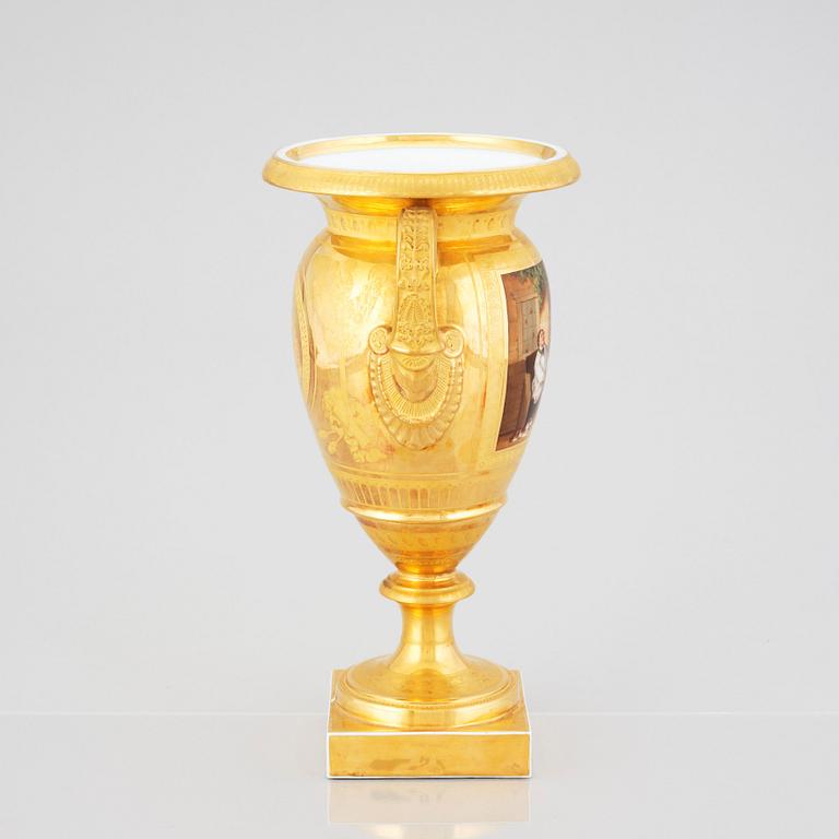 A Ludwigsburg Empire vase, signed C Goll, early 19th Century.