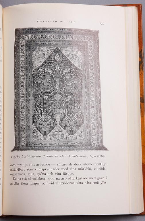 BÖCKER 7 st samt häfte, om mattor, bla "Orientaliska mattor" av Knut Larsson.